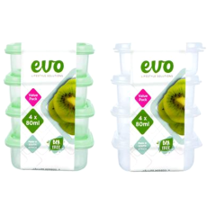 Mini Evo Plastic Containers 80ml - pack of 4's